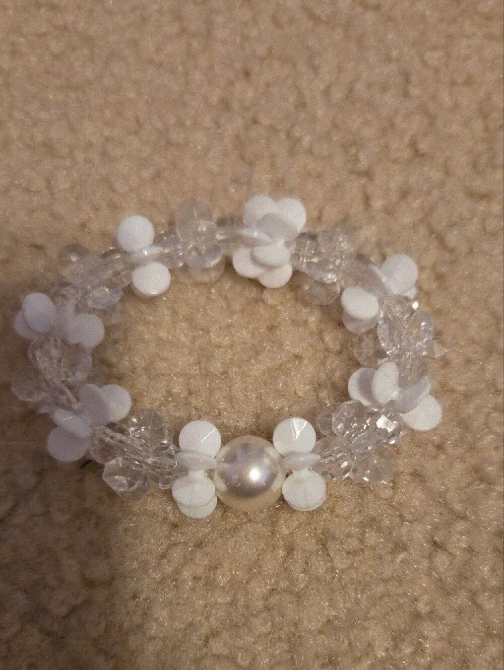 White Floral Beaded Bracelet - Women Jewelry
